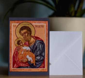 The St Joseph and the Christ Child card with an envelope