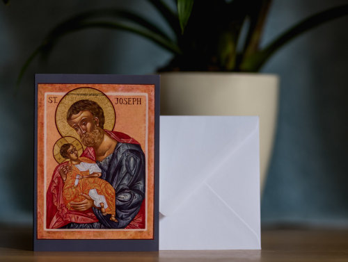 St Joseph and Christ Child card with background